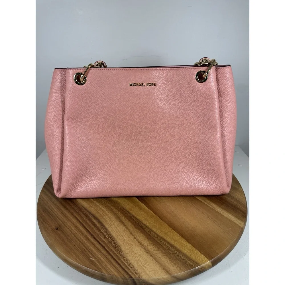 Authentic New Michael Kors Large Leather Trisha Shoulder Gusset Handbag Primrose